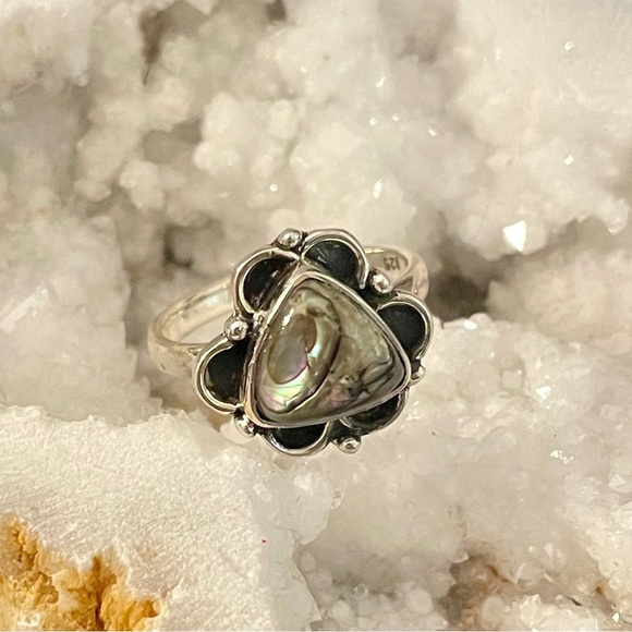 Copper Abalone Sterling Silver Ring 925 Size 6 - Picture 3 of 8